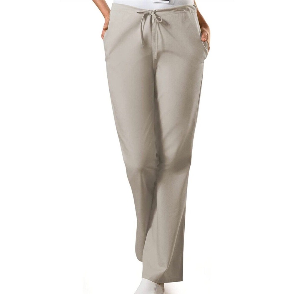 Cherokee Womens‎ Petite Flare Leg Drawstring Scrub Pant Khaki NWT sz Small